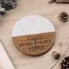 Personalized Marble Wood Coaster - Custom Anniversary Gift For Husband Wife - Our Love Story