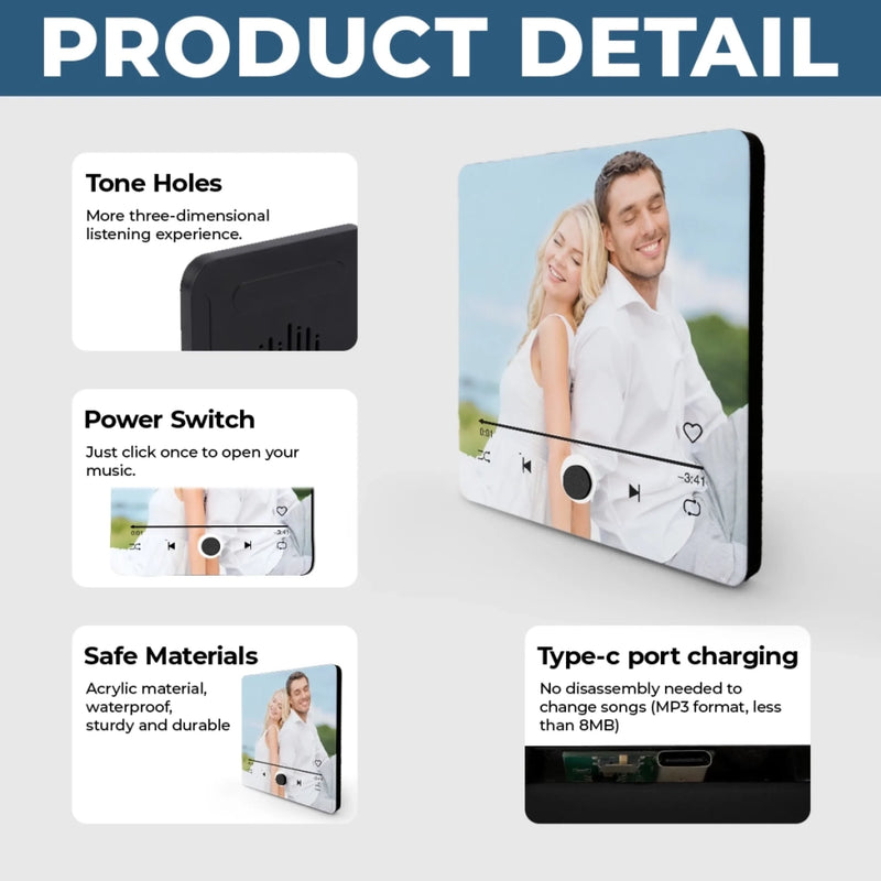 Personalized Photo Music Fridge Magnet - Can Play Songs – Anniversary Gift For Couple – Our Story In Every Note