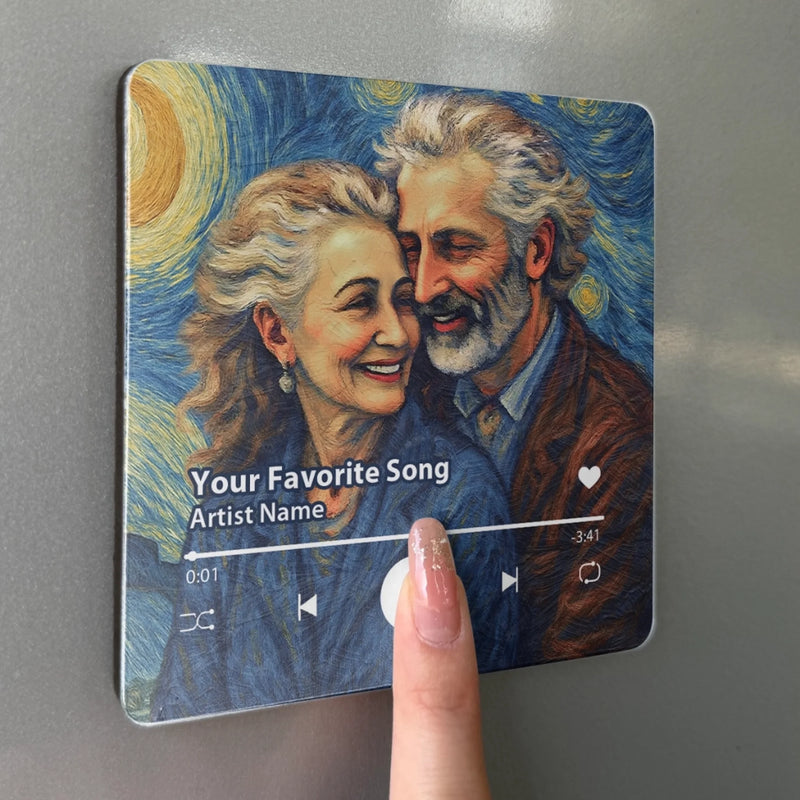 Personalized Photo Music Fridge Magnet - Can Play Songs – Anniversary Gift For Couple – Our Story In Every Note