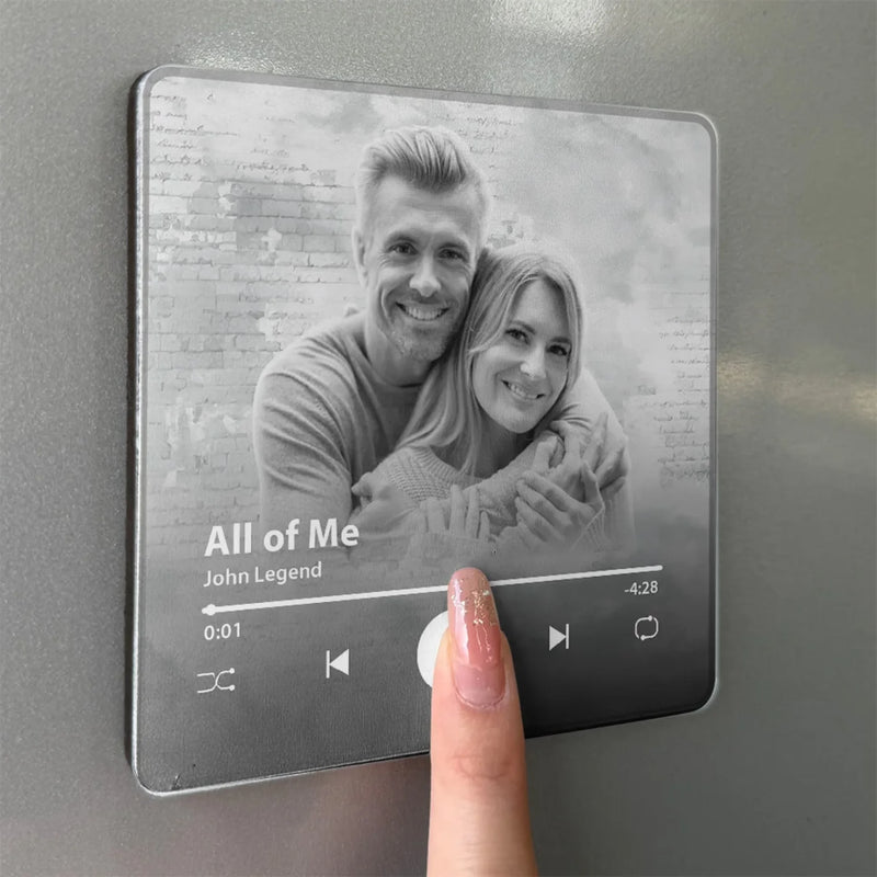 Personalized Photo Music Fridge Magnet - Can Play Songs – Anniversary Gift For Couple – I Know What True Love Is Because Of You