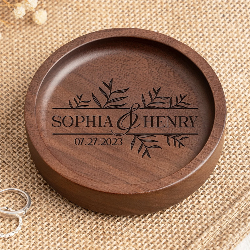 Personalized Wooden Jewelry Dish – Anniversary Gift For Couple – Save The Day