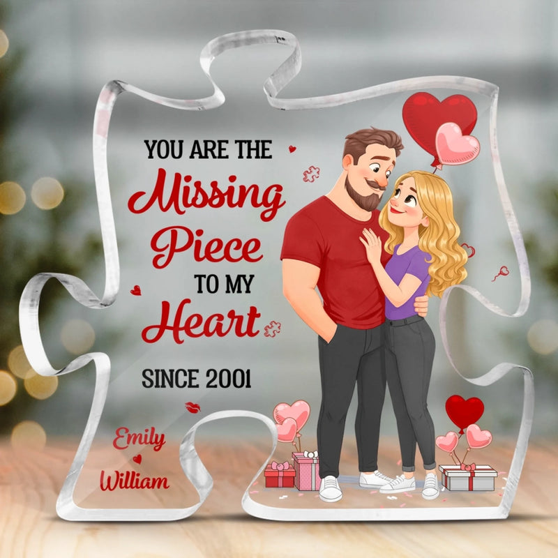 Personalized Puzzle Shaped Acrylic Plaque - Gifts For Couple - Love Grows Where We Are