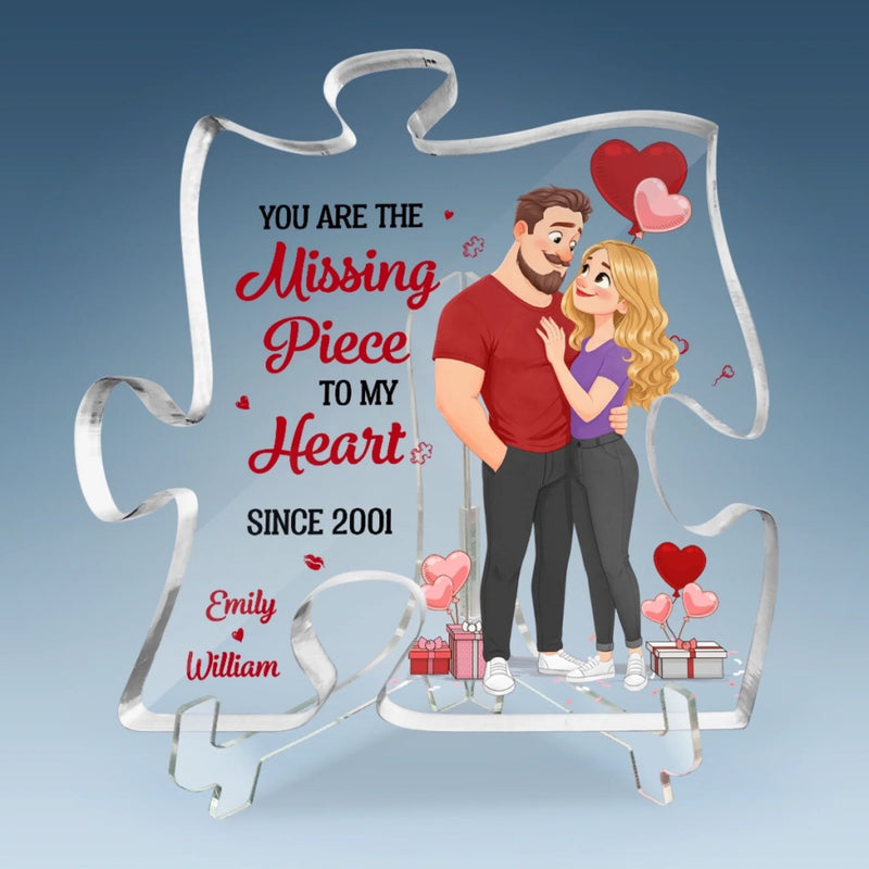 Personalized Puzzle Shaped Acrylic Plaque - Gifts For Couple - Love Grows Where We Are