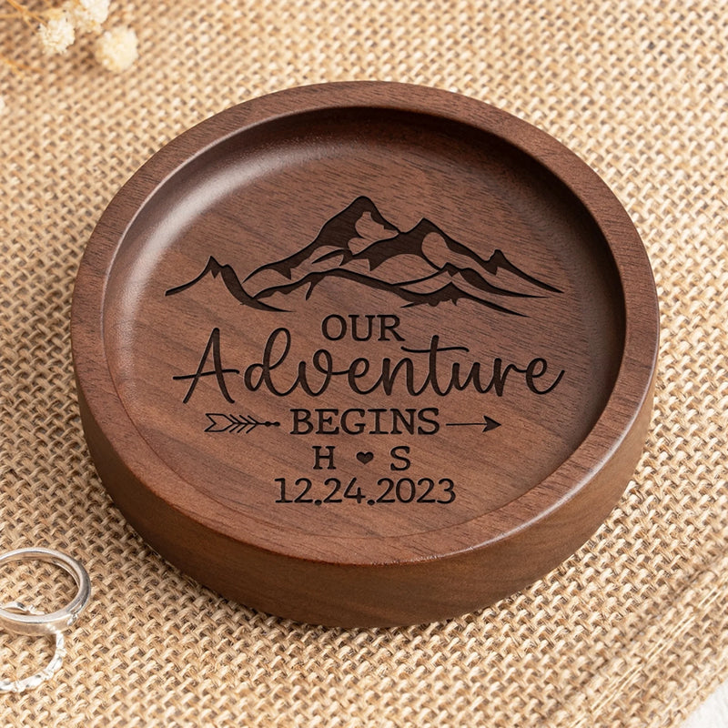 Personalized Wooden Jewelry Dish – Anniversary Gift For Couple – Here's To New Beginnings