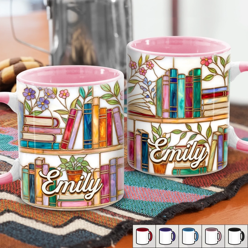 Personalized Accent Mug - Gifts For Book Lovers, Bookworms, Readers - Read More Stress Less