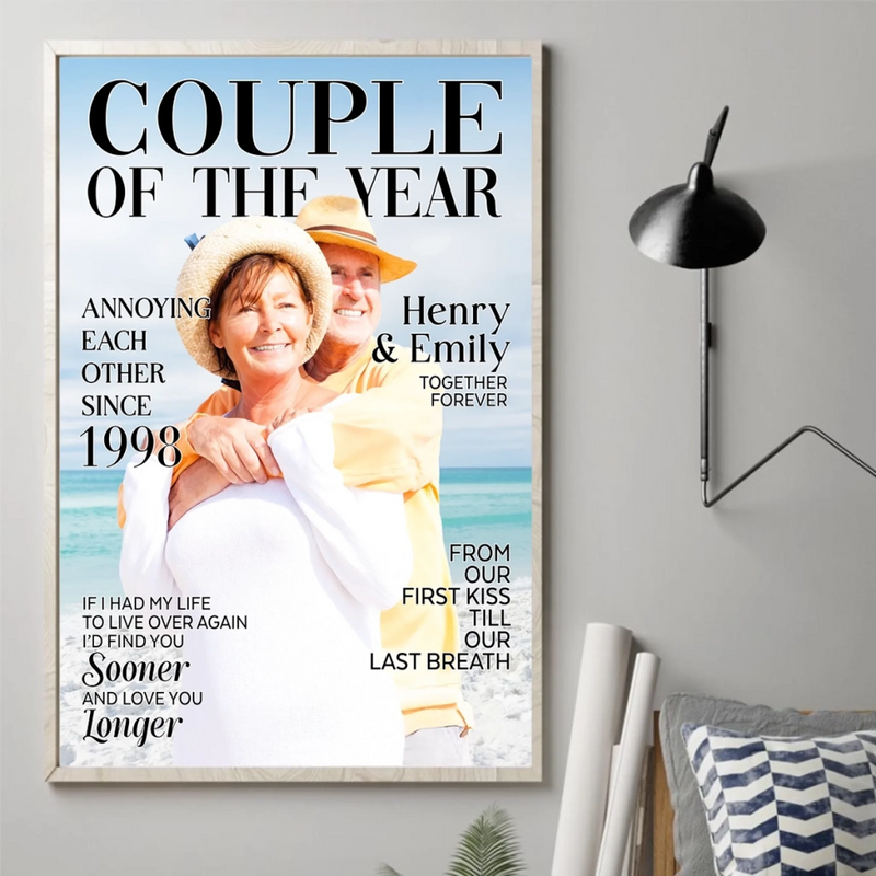 Personalized Photo Vertical Poster - Gifts For Couple - Side By Side Feels Safe