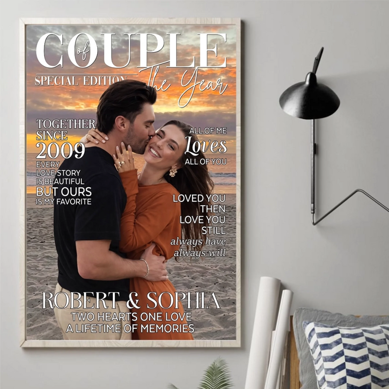 Personalized Photo Vertical Poster - Gifts For Couple - Love Finds Us Every Day