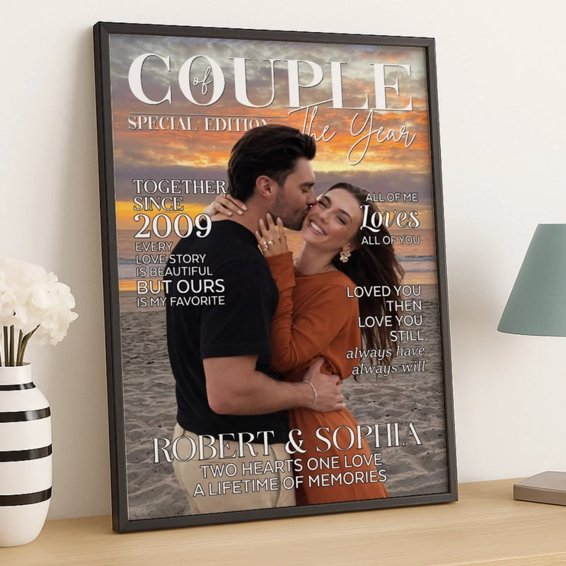 Personalized Photo Vertical Poster - Gifts For Couple - Love Finds Us Every Day