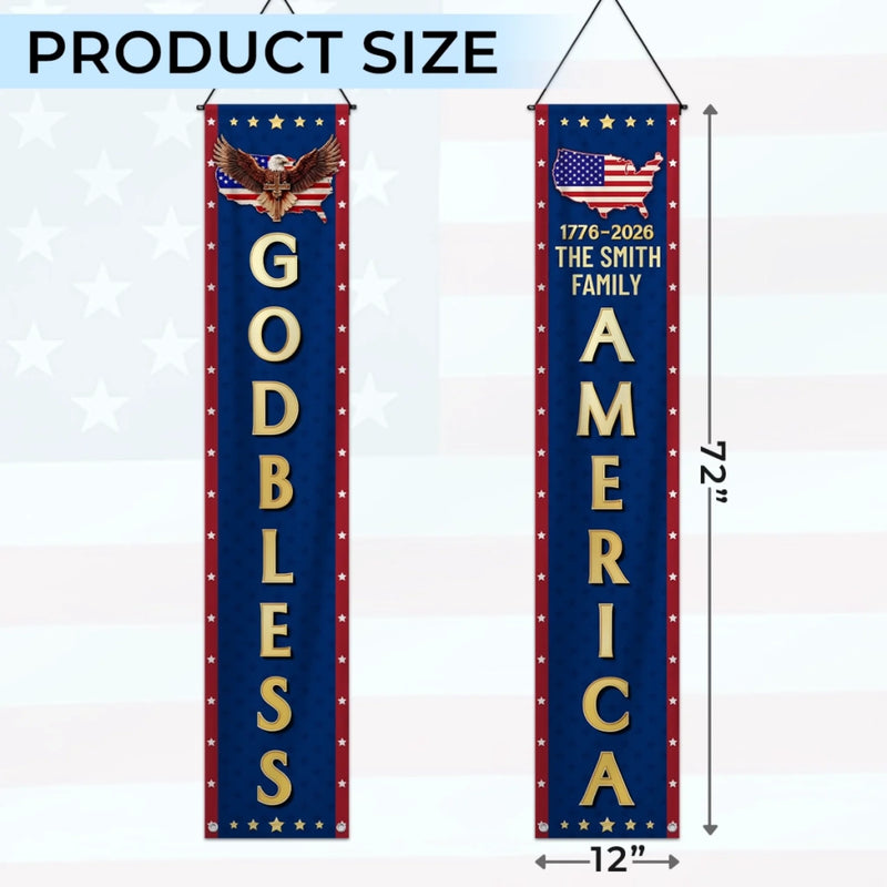 Personalized America 250th Anniversary Porch Banner Set - Gifts For Family - Stars Stripes And Freedom
