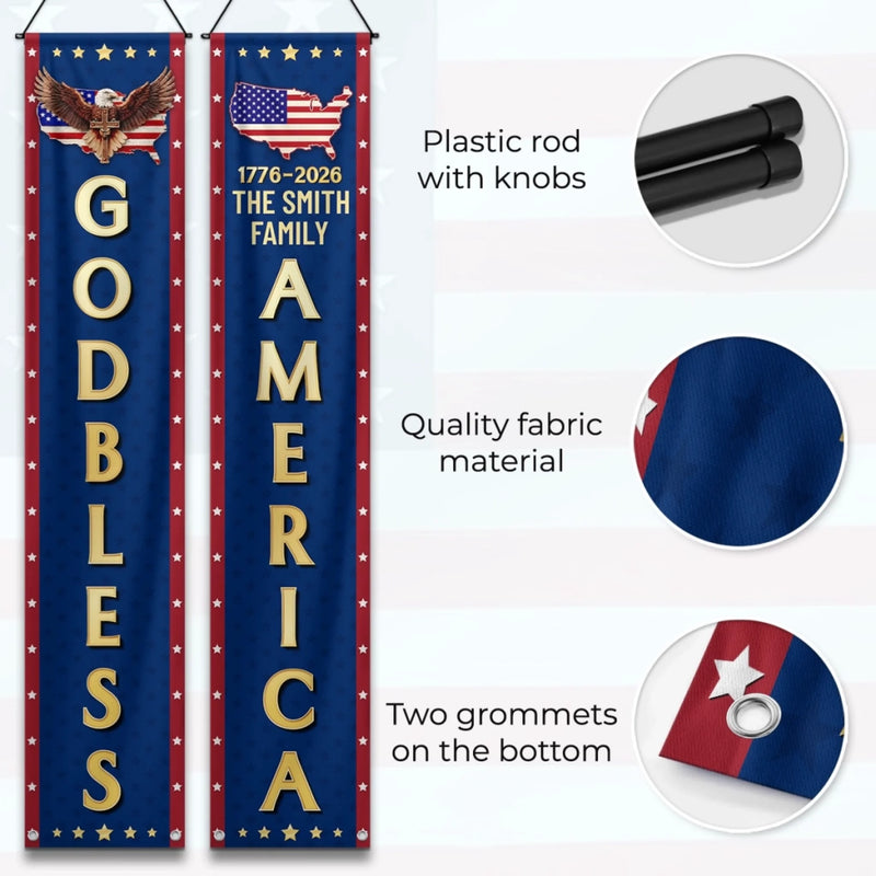 Personalized America 250th Anniversary Porch Banner Set - Gifts For Family - Stars Stripes And Freedom