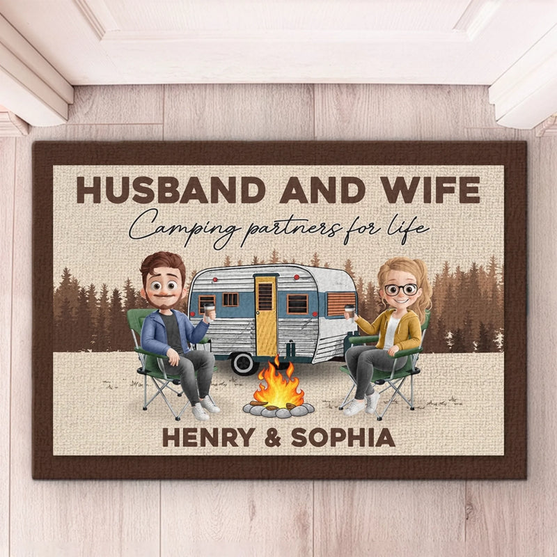 Personalized Decorative Mat – Camping Gifts For Campers, Couple - Camping Partners for Life