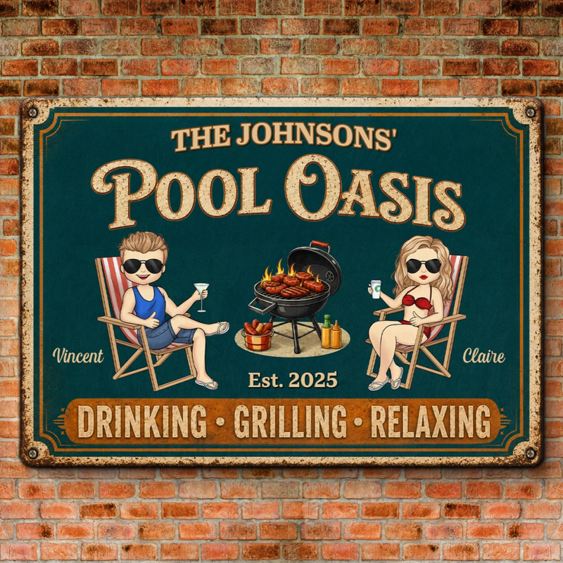 Personalized Home Decor Metal Sign – Gifts For Couple – The Best Days Are Pool Days