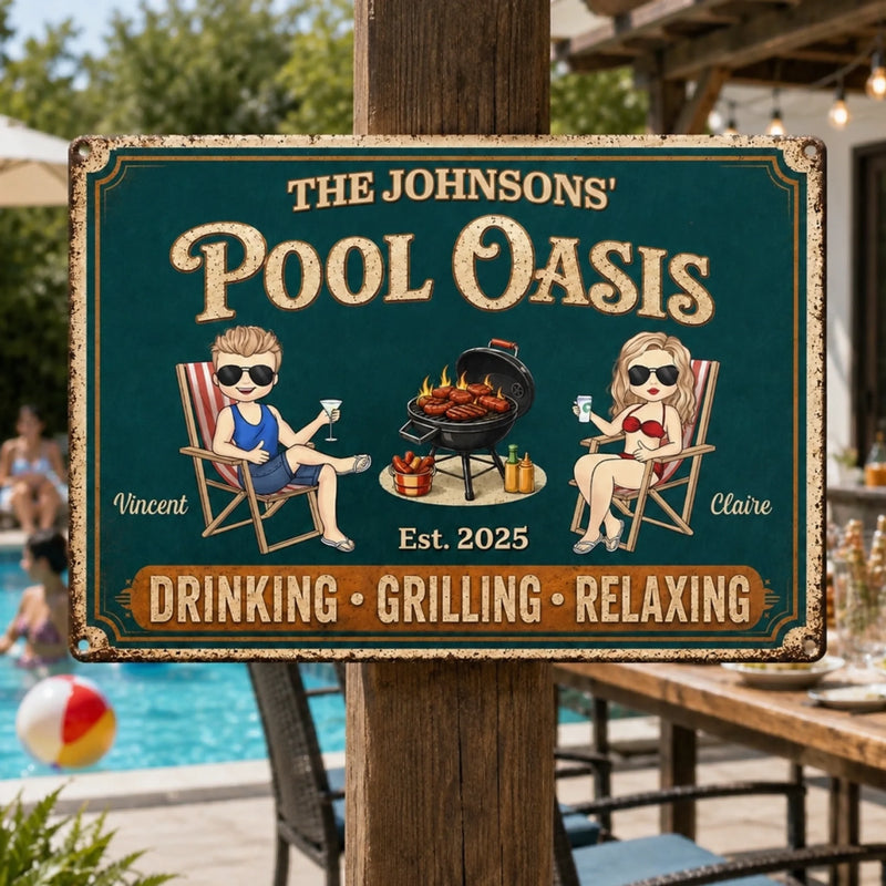 Personalized Home Decor Metal Sign – Gifts For Couple – The Best Days Are Pool Days