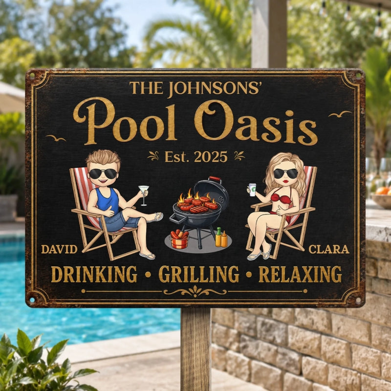 Personalized Home Decor Metal Sign – Gifts For Couple – Welcome To Our Happy Place