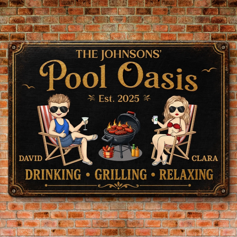 Personalized Home Decor Metal Sign – Gifts For Couple – Welcome To Our Happy Place