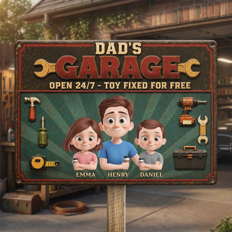 Personalized Home Decor Metal Sign – Gifts For Dad, Grandpa – Dad Fixes Everything