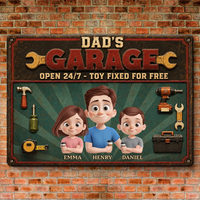 Personalized Home Decor Metal Sign – Gifts For Dad, Grandpa – Dad Fixes Everything