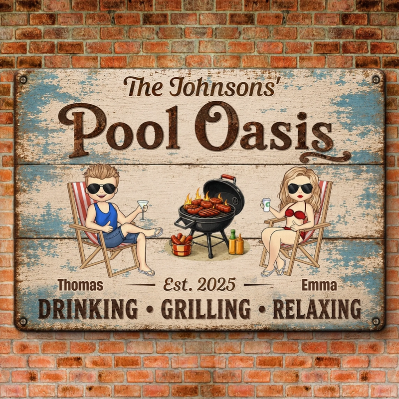 Personalized Home Decor Metal Sign – Gifts For Couple – Life Is Better By The Pool