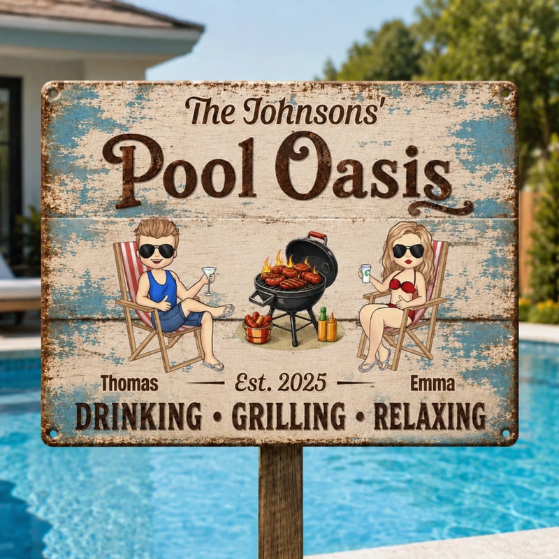 Personalized Home Decor Metal Sign – Gifts For Couple – Life Is Better By The Pool