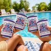 Personalized America 250th Anniversary Leather Can Cooler – Gifts For Family Members – Freedom Lives Here