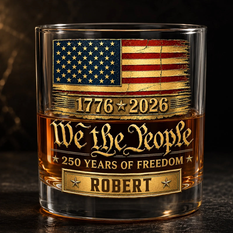 Personalized America 250th Anniversary 11oz Whiskey Glass – Gifts For Men, Women – Red White And Proud