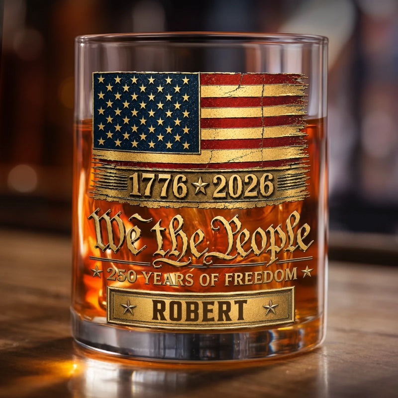 Personalized America 250th Anniversary 11oz Whiskey Glass – Gifts For Men, Women – Red White And Proud