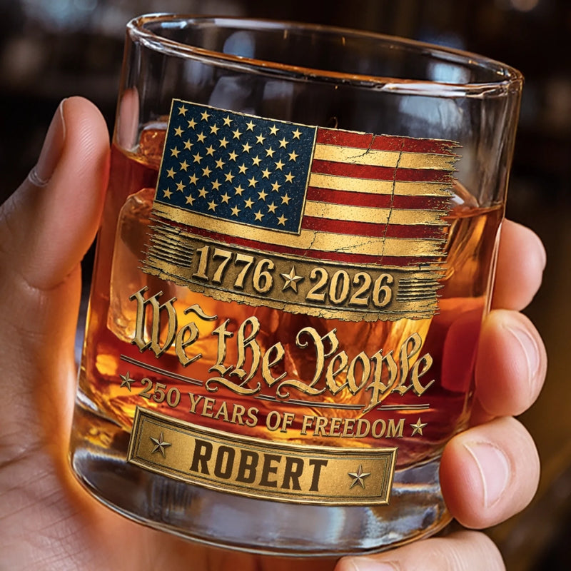 Personalized America 250th Anniversary 11oz Whiskey Glass – Gifts For Men, Women – Red White And Proud