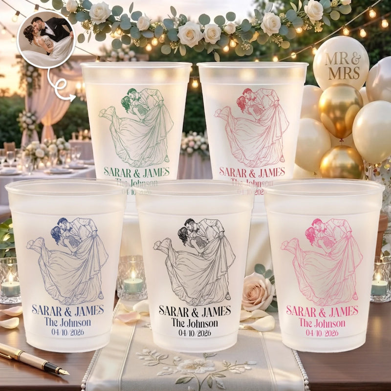 Personalized Photo Party Cups – Anniversary Wedding Gifts For Couple – Celebrating Our Beautiful Years