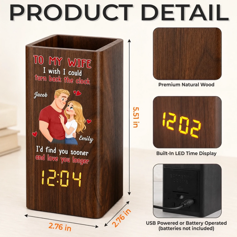 Personalized Pen Holder With Clock - Gifts For Couple - I'd Choose You Again And Again