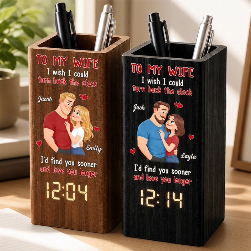 Personalized Pen Holder With Clock - Gifts For Couple - I'd Choose You Again And Again