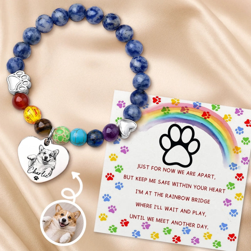 Personalized Photo Rainbow Bridge Bracelet – Pet Memorial Sympathy Gifts For Dogs, Cats – Always In My Heart