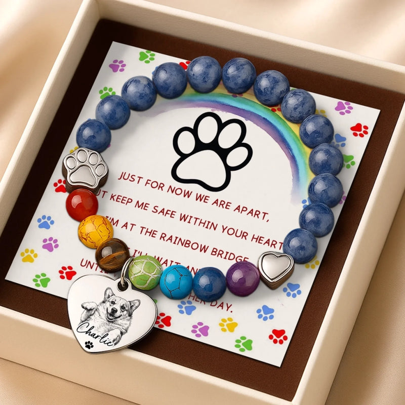 Personalized Photo Rainbow Bridge Bracelet – Pet Memorial Sympathy Gifts For Dogs, Cats – Always In My Heart