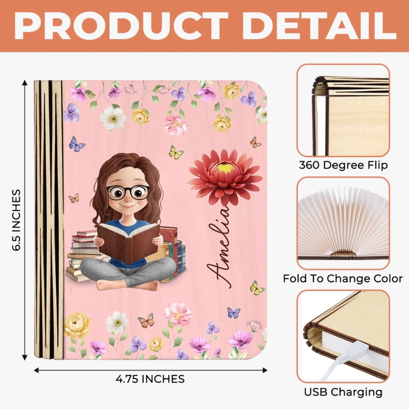 Personalized Foldable LED Magic Book Lamp - Gifts For Book Lovers, Bookworms, Readers - Books Light My World
