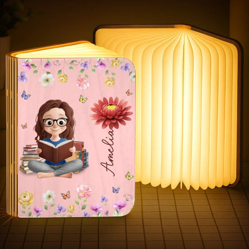 Personalized Foldable LED Magic Book Lamp - Gifts For Book Lovers, Bookworms, Readers - Books Light My World
