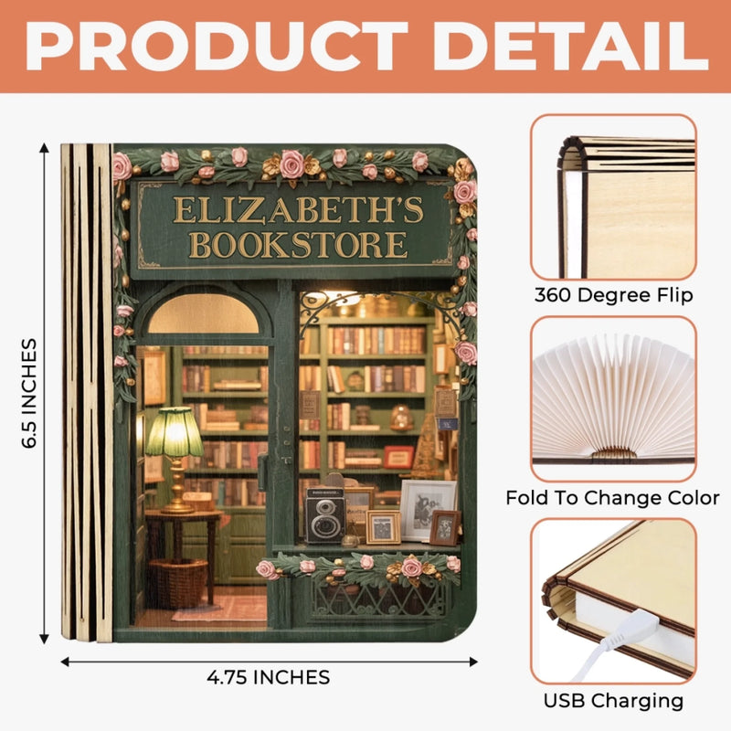 Personalized Foldable LED Magic Book Lamp - Gifts For Book Lovers, Bookworms, Readers - A Sanctuary For Story Lovers