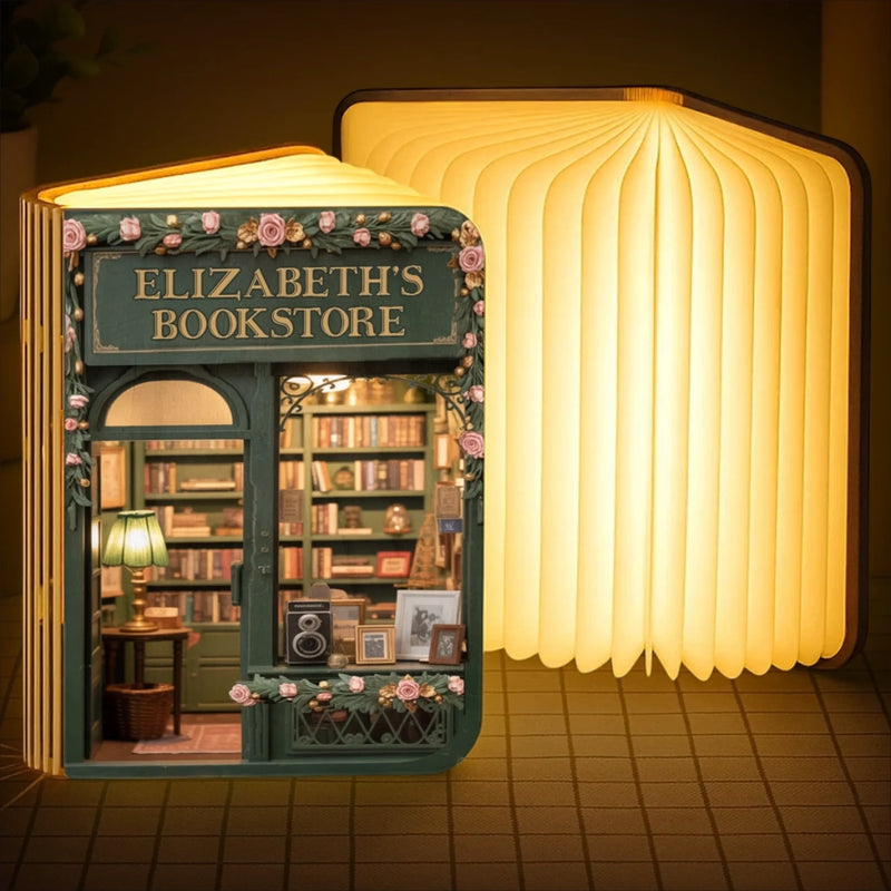 Personalized Foldable LED Magic Book Lamp - Gifts For Book Lovers, Bookworms, Readers - A Sanctuary For Story Lovers