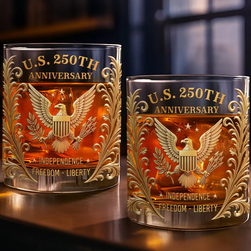 Personalized America 250th Anniversary 11oz Whiskey Glass – Gifts For Men, Women – Claws Out, Spirit High