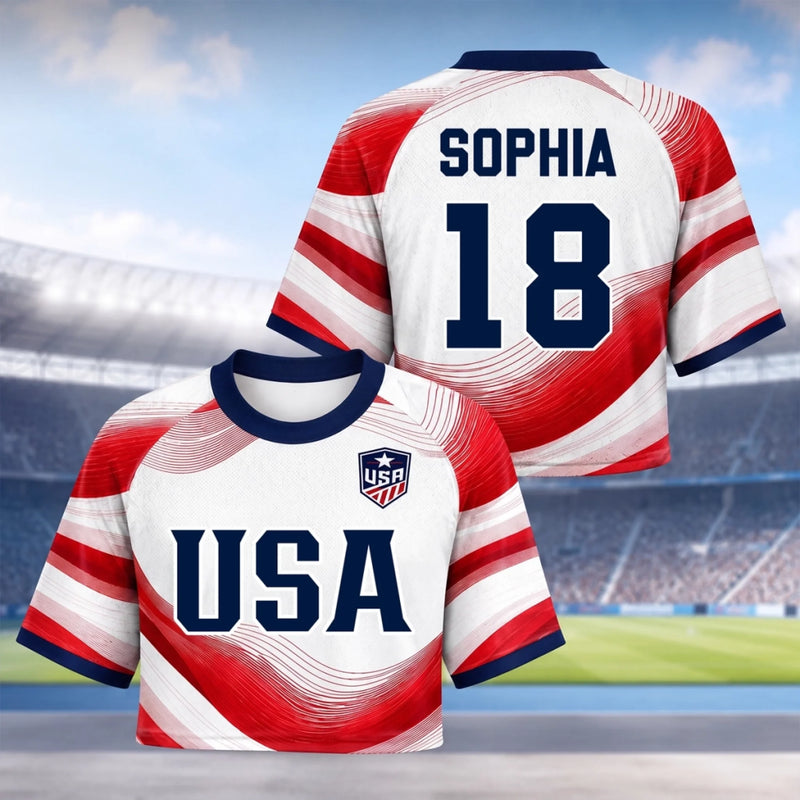 Personalized Women's Jersey Crop Tee – Gifts For Soccer Lovers, Sports Fans – Chasing Goals, Making History