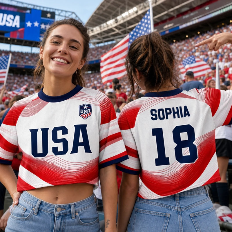 Personalized Women's Jersey Crop Tee – Gifts For Soccer Lovers, Sports Fans – Chasing Goals, Making History