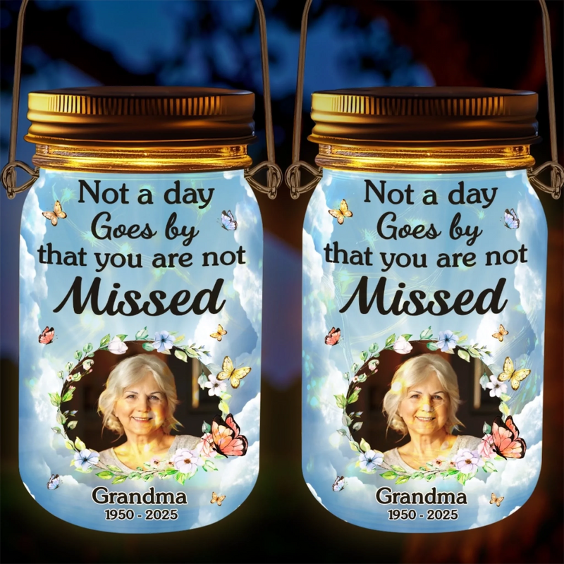 Personalized Photo Solar Jar Lantern - Sympathy Gift For Family - Your Light Still Shines