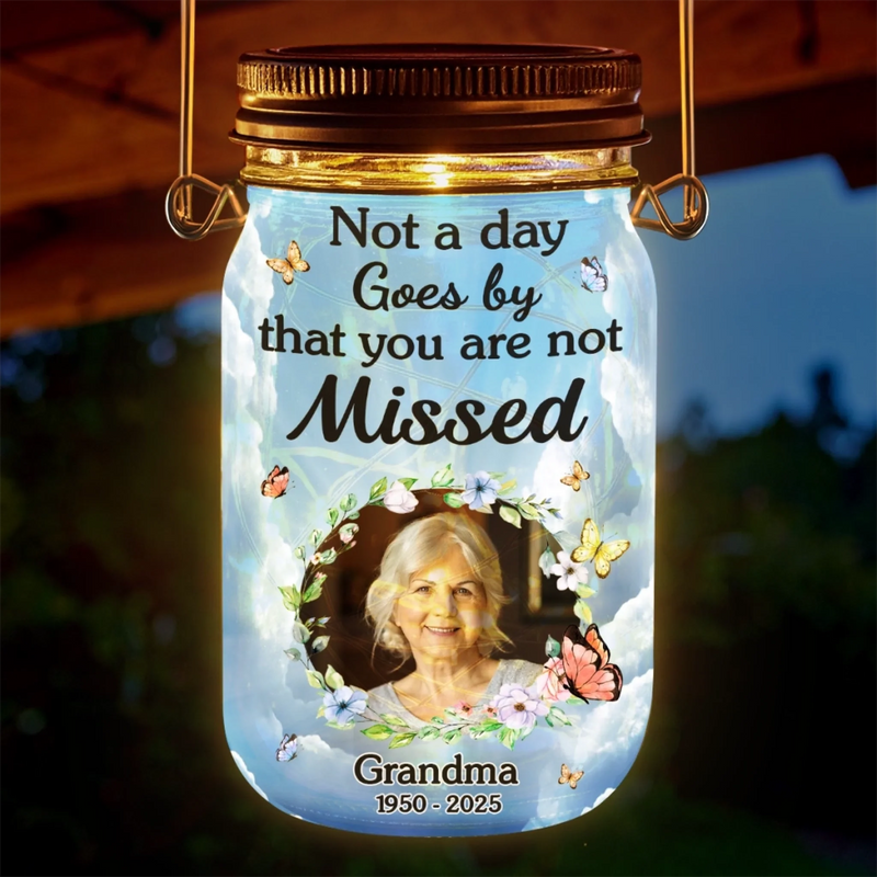 Personalized Photo Solar Jar Lantern - Sympathy Gift For Family - Your Light Still Shines