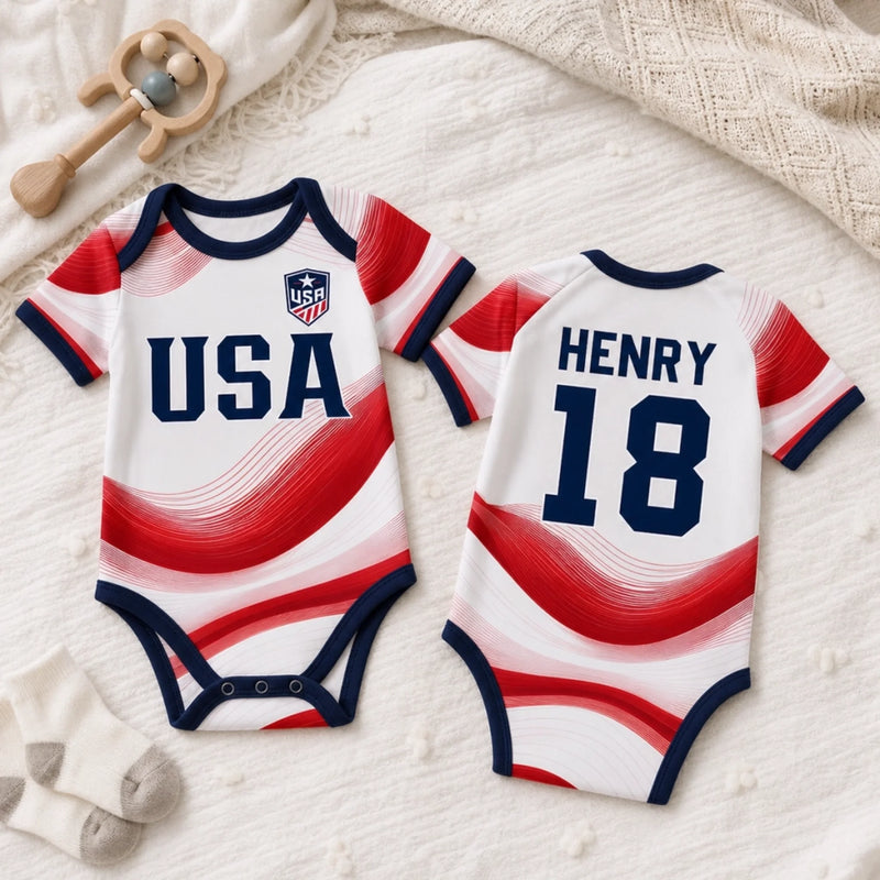 Personalized Baby Jersey Bodysuit
– Baby Shower Gifts For New Moms, New Dads, Soccer Lovers – Future Soccer Star In Training