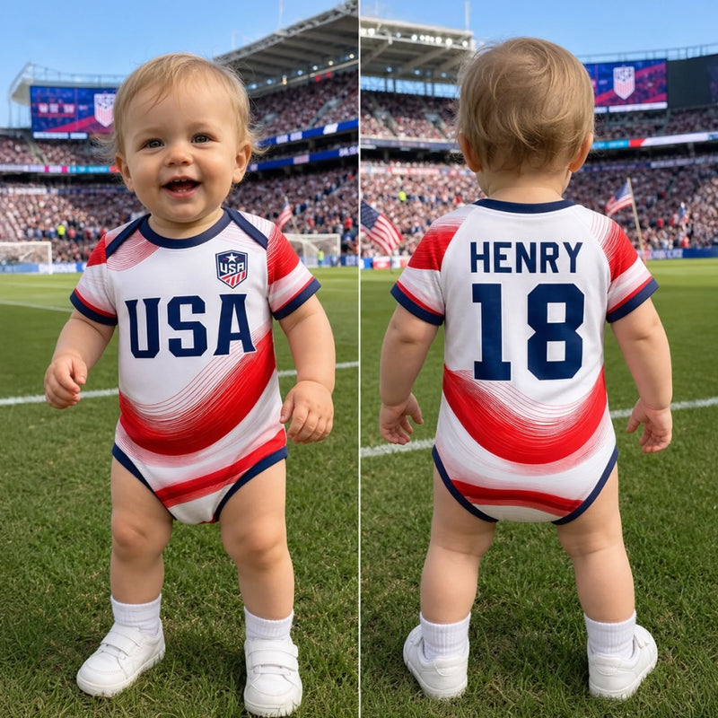 Personalized Baby Jersey Bodysuit
– Baby Shower Gifts For New Moms, New Dads, Soccer Lovers – Future Soccer Star In Training