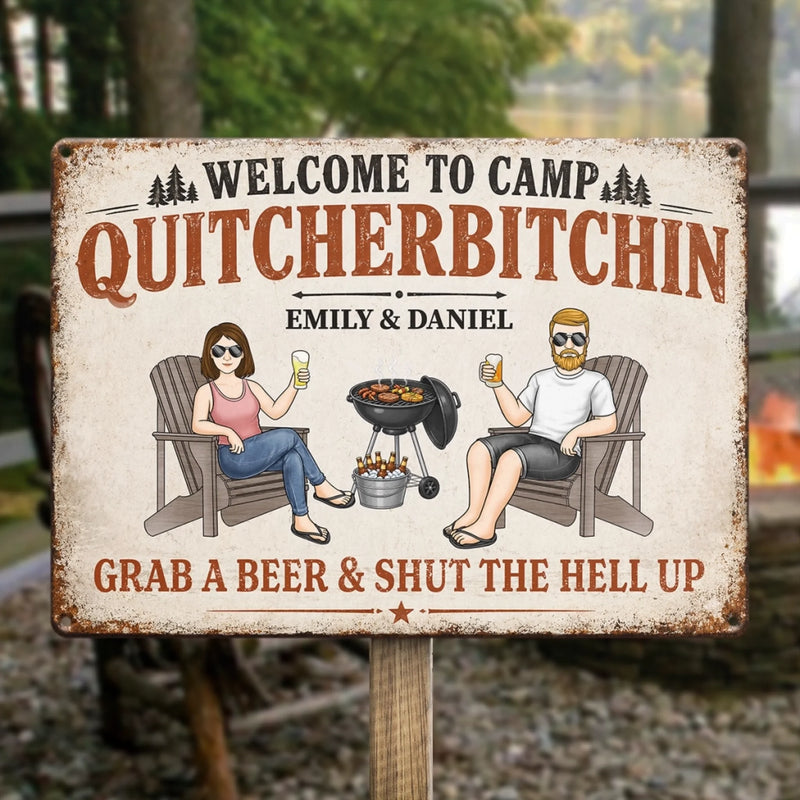Personalized Home Decor Metal Sign – Gifts For Couple – Grab A Beer & Relax