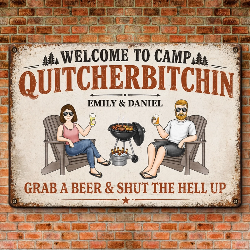Personalized Home Decor Metal Sign – Gifts For Couple – Grab A Beer & Relax