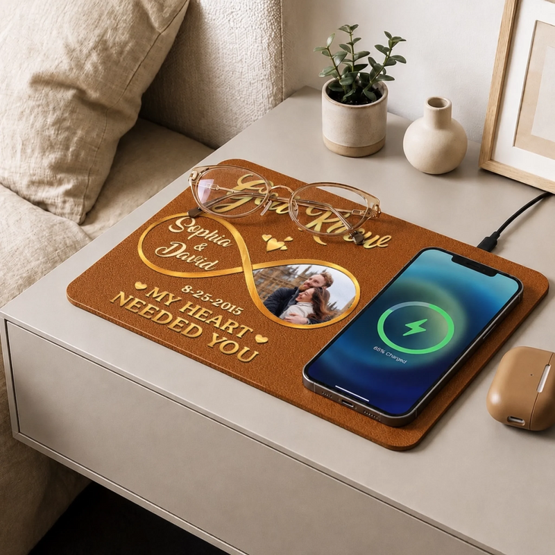 Personalized Photo Charging Mat - Anniversary Gifts For Couple - Our Forever Love Story