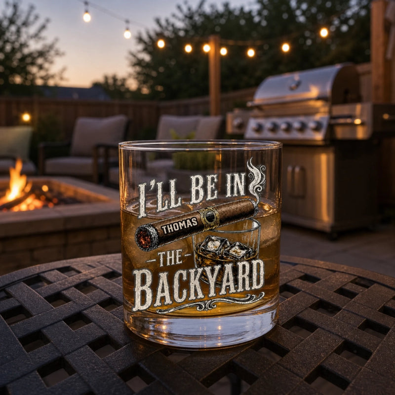 Personalized Whiskey Glass – Gifts For Men – I'll Be In The Yackyard