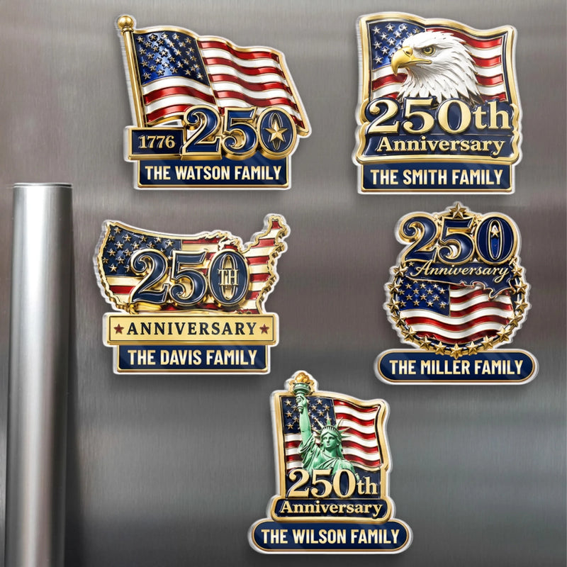 Personalized Acrylic Fridge Magnet - America 250th Anniversary Gifts For Mom, Dad, Family - Freedom Never Fades