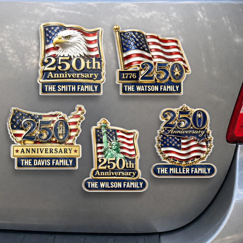 Personalized Acrylic Fridge Magnet - America 250th Anniversary Gifts For Mom, Dad, Family - Freedom Never Fades