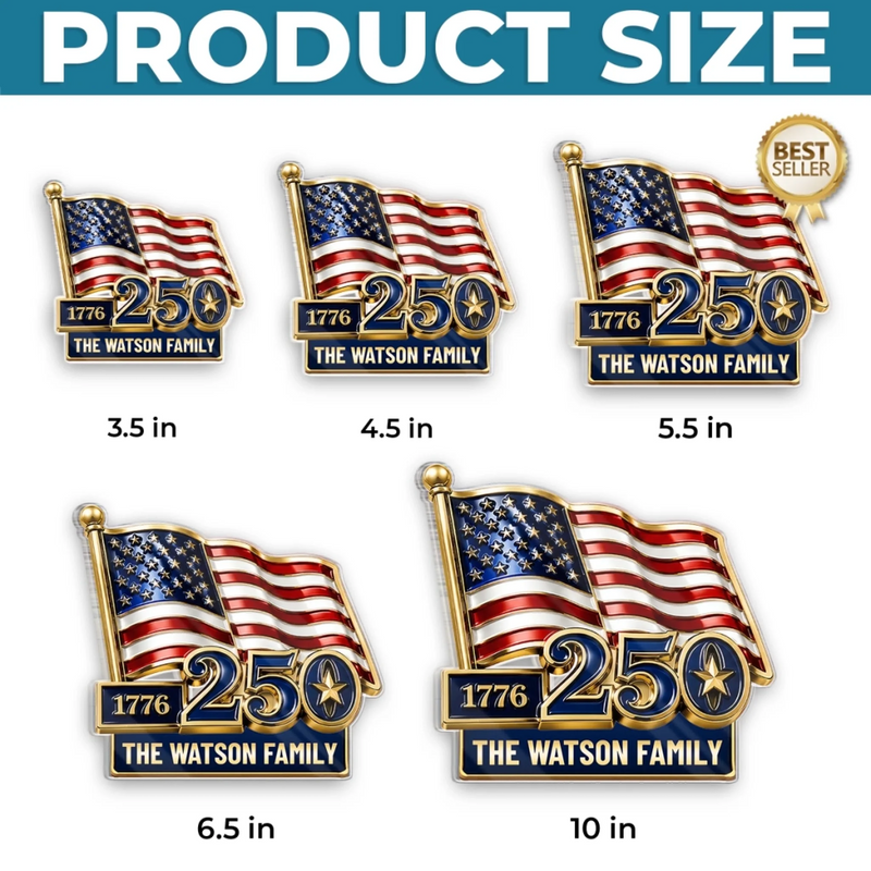 Personalized Acrylic Fridge Magnet - America 250th Anniversary Gifts For Mom, Dad, Family - Freedom Never Fades